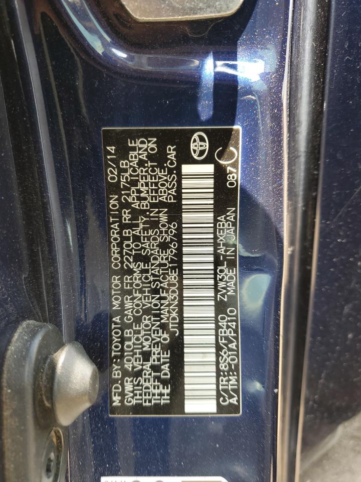 2014 Toyota Prius VIN: JTDKN3DU8E1796796 Lot: 65060395
