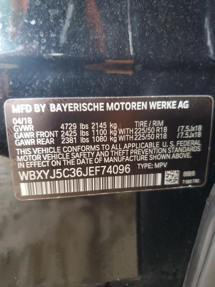 2018 BMW X2 xDrive28I VIN: WBXYJ5C36JEF74096 Lot: 62488865