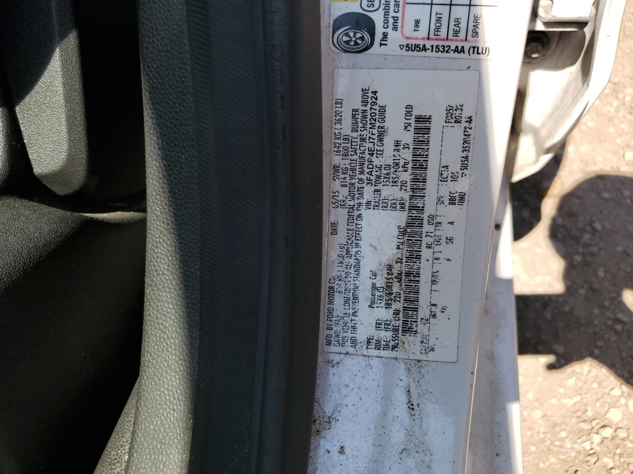 2015 Ford Fiesta Se VIN: 3FADP4EJ7FM207924 Lot: 63106445