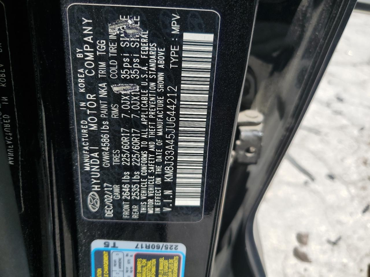 2018 Hyundai Tucson Sel VIN: KM8J33A45JU644212 Lot: 64230895