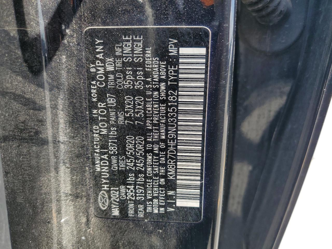 2022 Hyundai Palisade Calligraphy VIN: KM8R7DHE9NU335182 Lot: 64011035