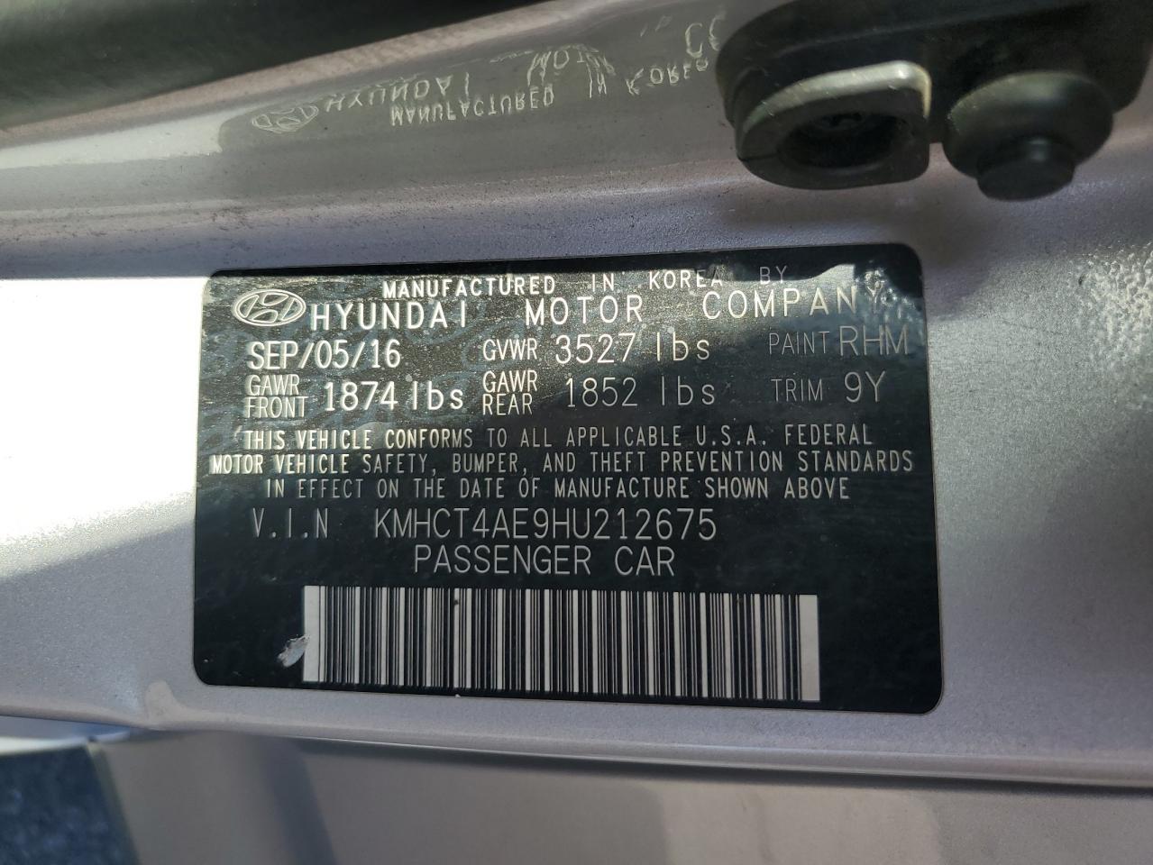 2017 Hyundai Accent Se VIN: KMHCT4AE9HU212675 Lot: 64523425