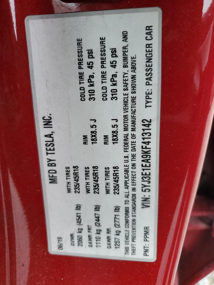 2019 Tesla Model 3 VIN: 5YJ3E1EA9KF413142 Lot: 64467125