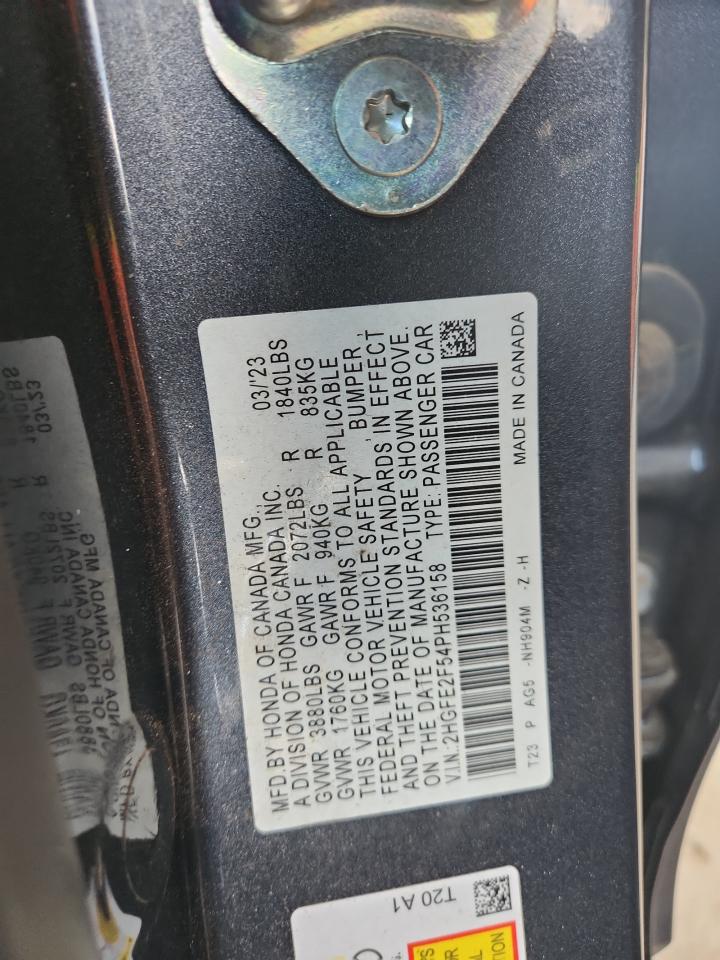 2023 Honda Civic Sport VIN: 2HGFE2F54PH536158 Lot: 65612265