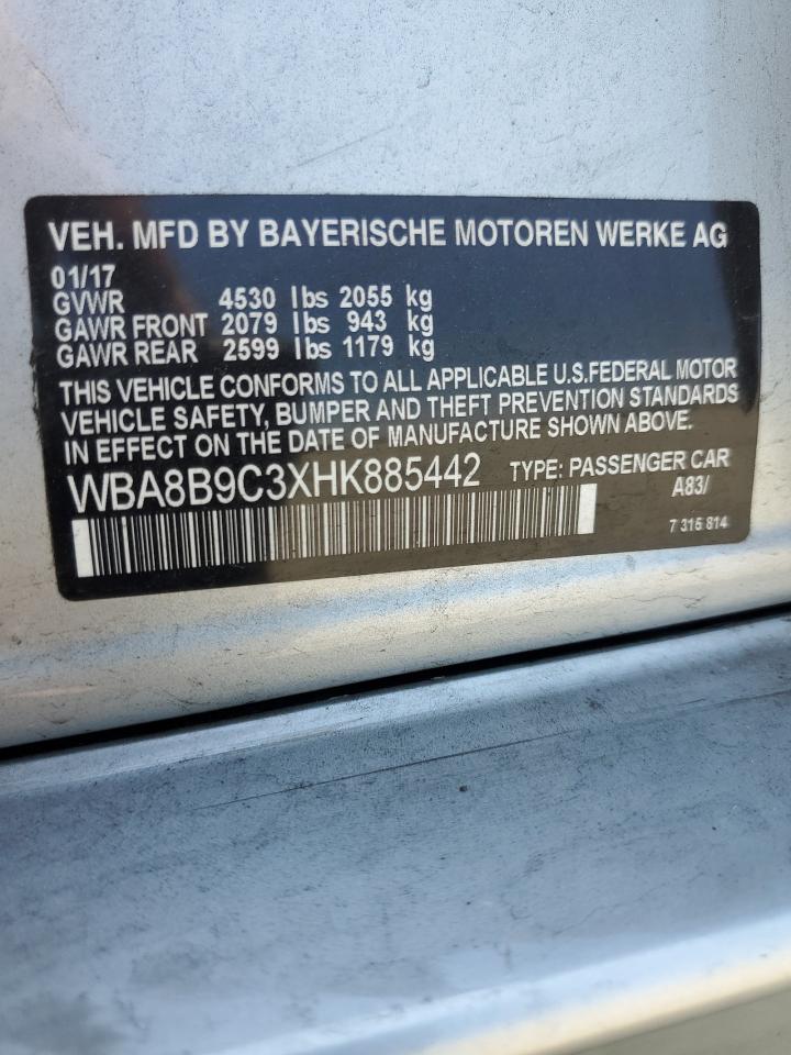 2017 BMW 330 I VIN: WBA8B9C3XHK885442 Lot: 63475615