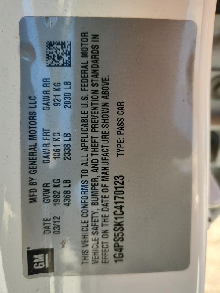 2012 Buick Verano VIN: 1G4PS5SK1C4170123 Lot: 61740255