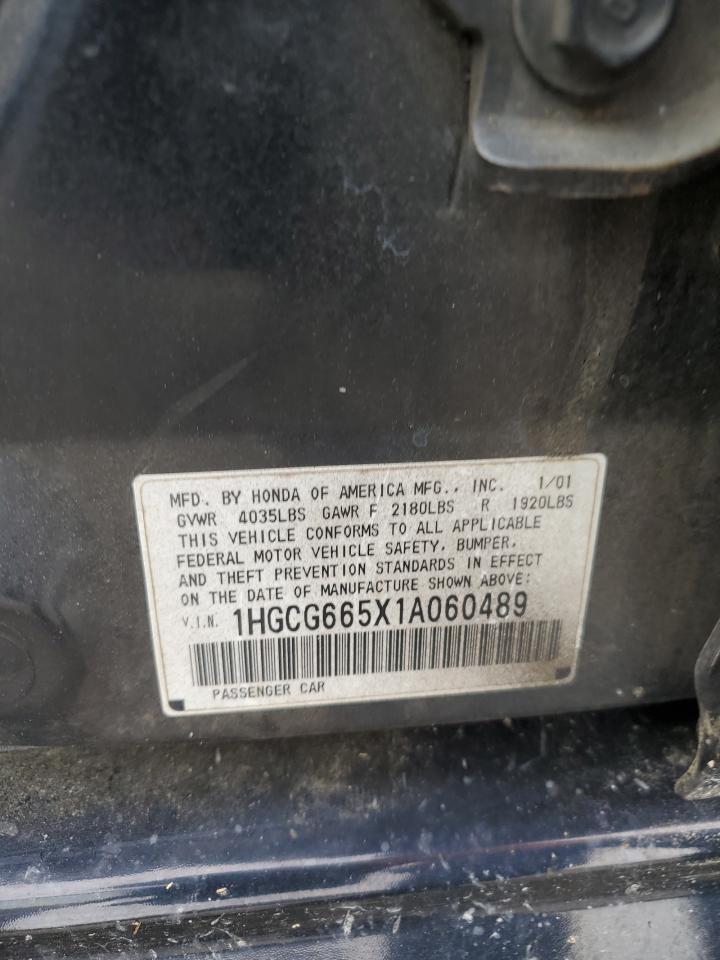 2001 Honda Accord Lx VIN: 1HGCG665X1A060489 Lot: 63581825