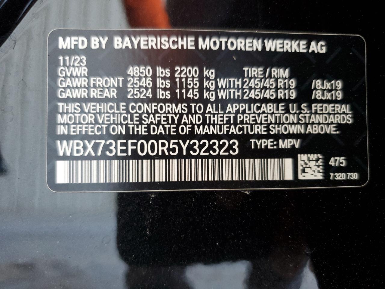 2024 BMW X1 xDrive28I VIN: WBX73EF00R5Y32323 Lot: 66623955