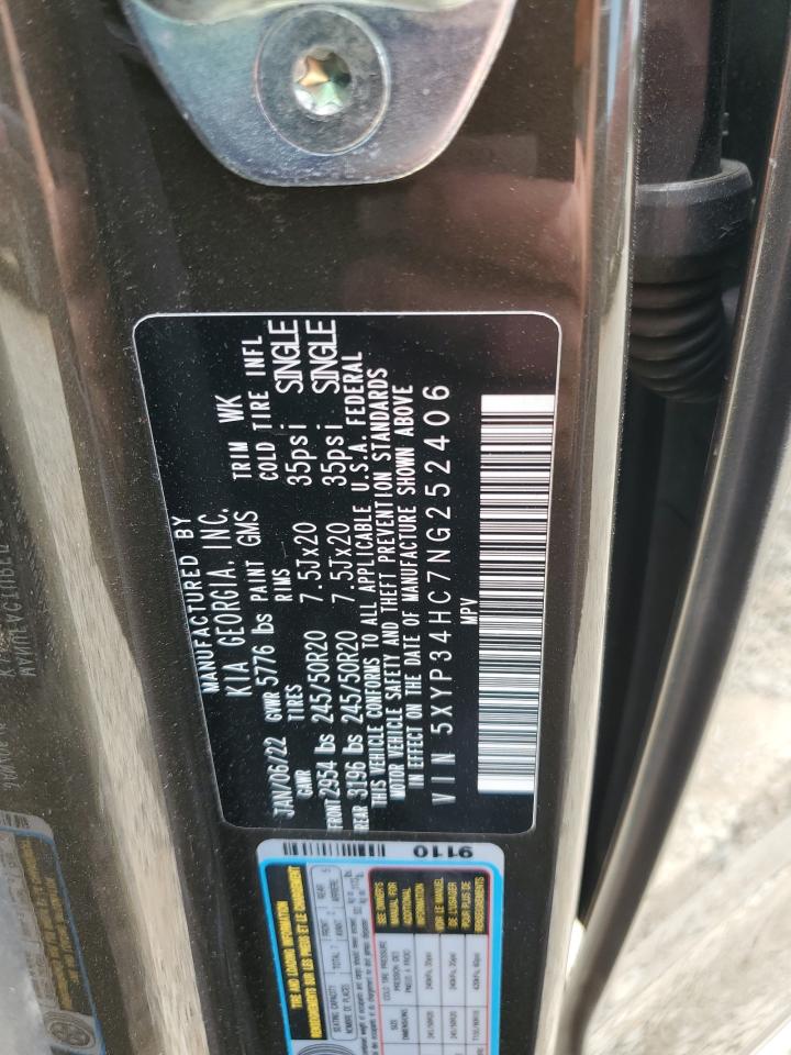 2022 Kia Telluride Ex VIN: 5XYP34HC7NG252406 Lot: 63042435