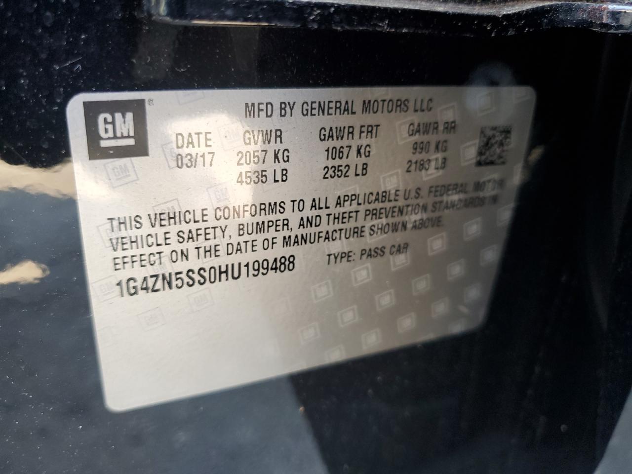 2017 Buick Lacrosse Preferred VIN: 1G4ZN5SS0HU199488 Lot: 63296585