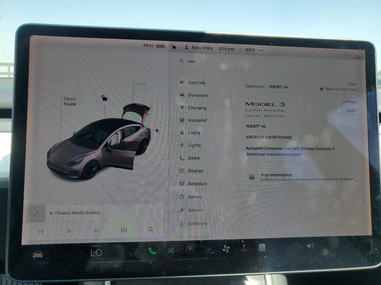 2019 Tesla Model 3 VIN: 5YJ3E1EB7KF421488 Lot: 63808855