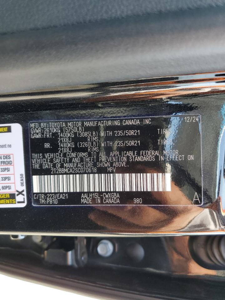 2025 Lexus Rx 350H Base VIN: 2T2BBMCA2SC070618 Lot: 64142675