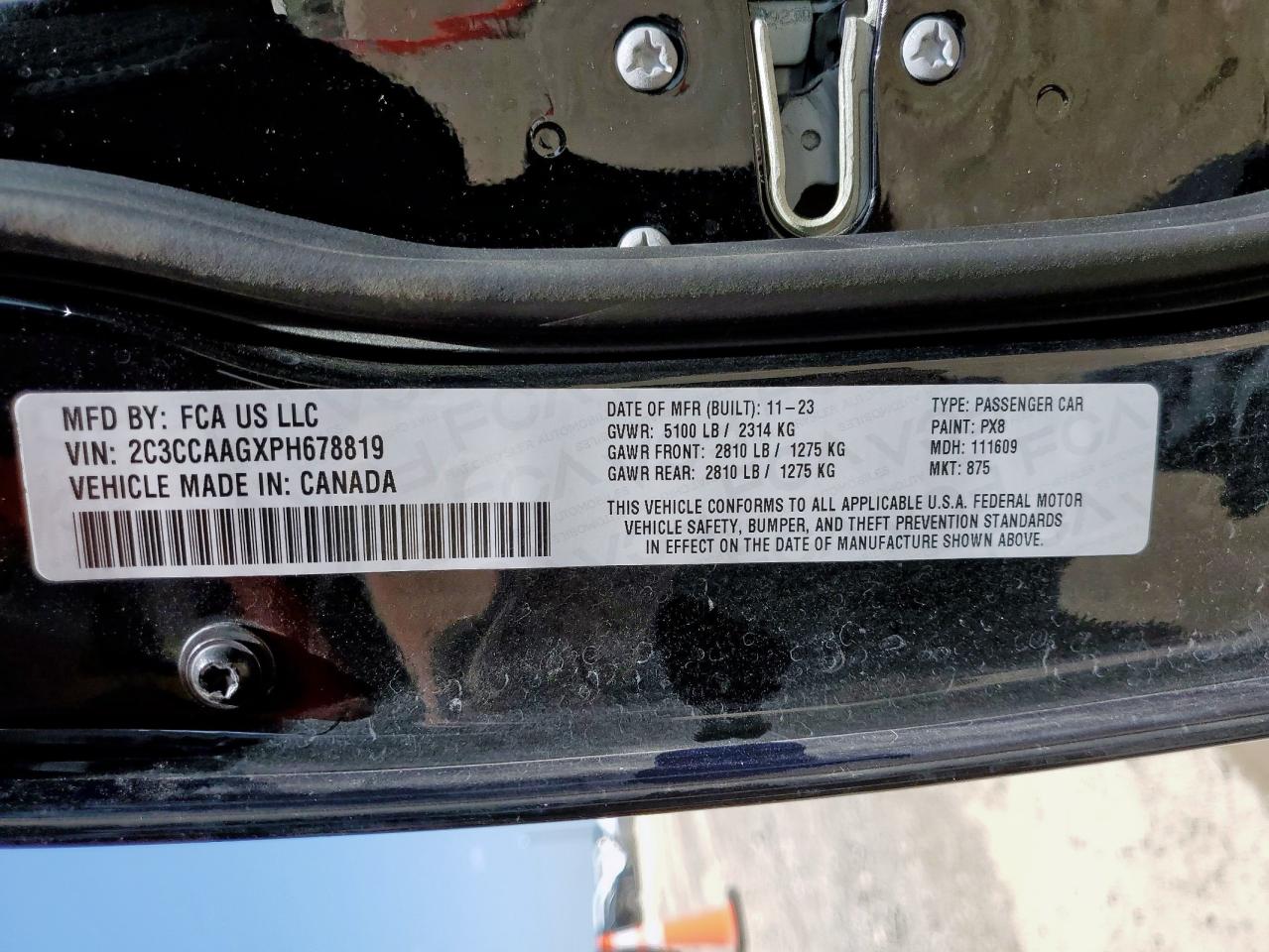 2023 Chrysler 300 Touring VIN: 2C3CCAAGXPH678819 Lot: 63986325