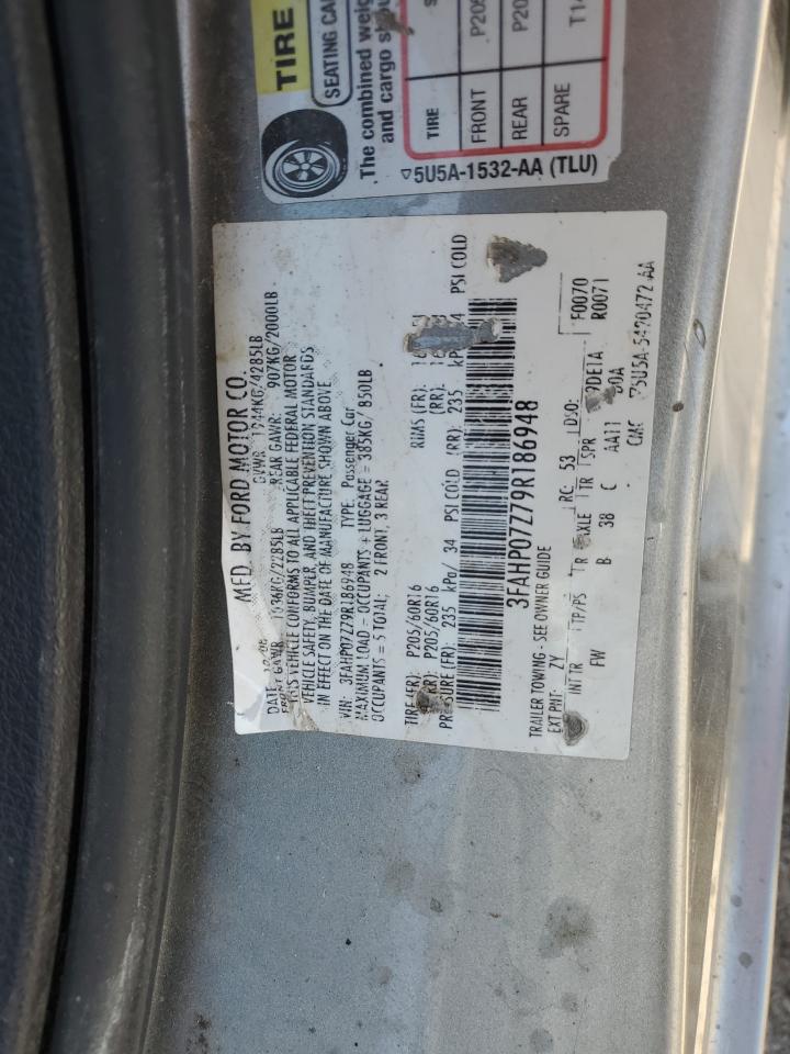 2009 Ford Fusion Se VIN: 3FAHP07Z79R186948 Lot: 63247545