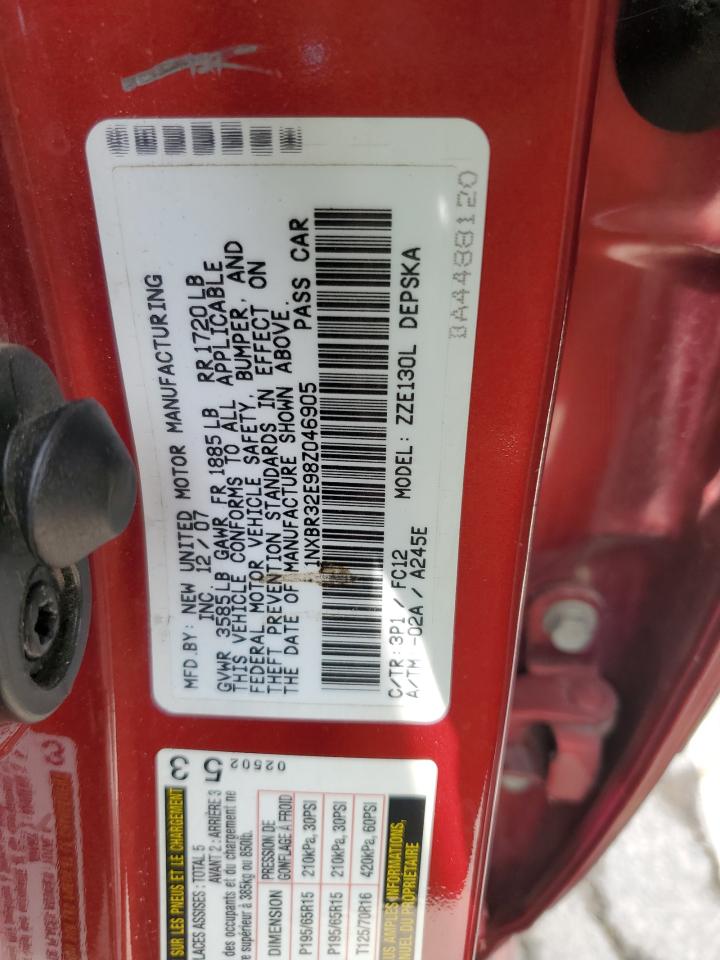 2008 Toyota Corolla Ce VIN: 1NXBR32E98Z046905 Lot: 65284785