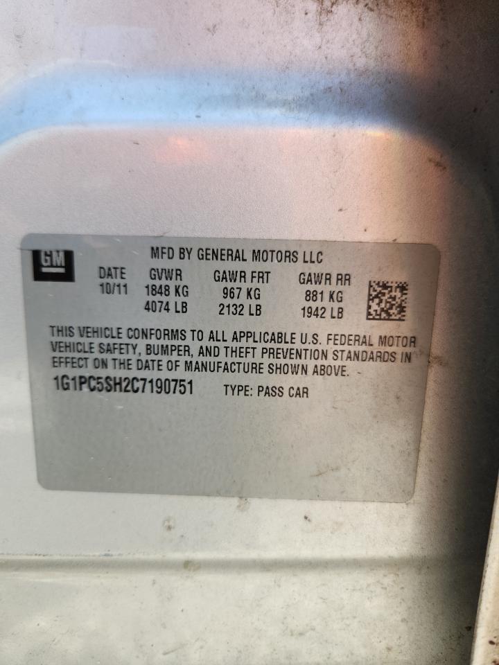 2012 Chevrolet Cruze Ls VIN: 1G1PC5SH2C7190751 Lot: 63066825