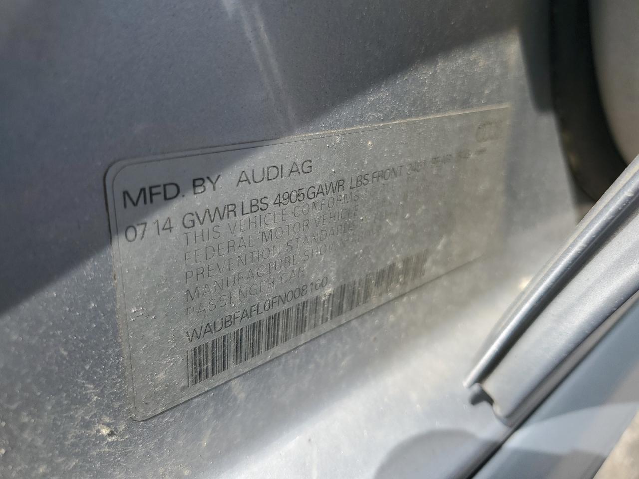 2015 Audi A4 Premium VIN: WAUBFAFL6FN008160 Lot: 62705345
