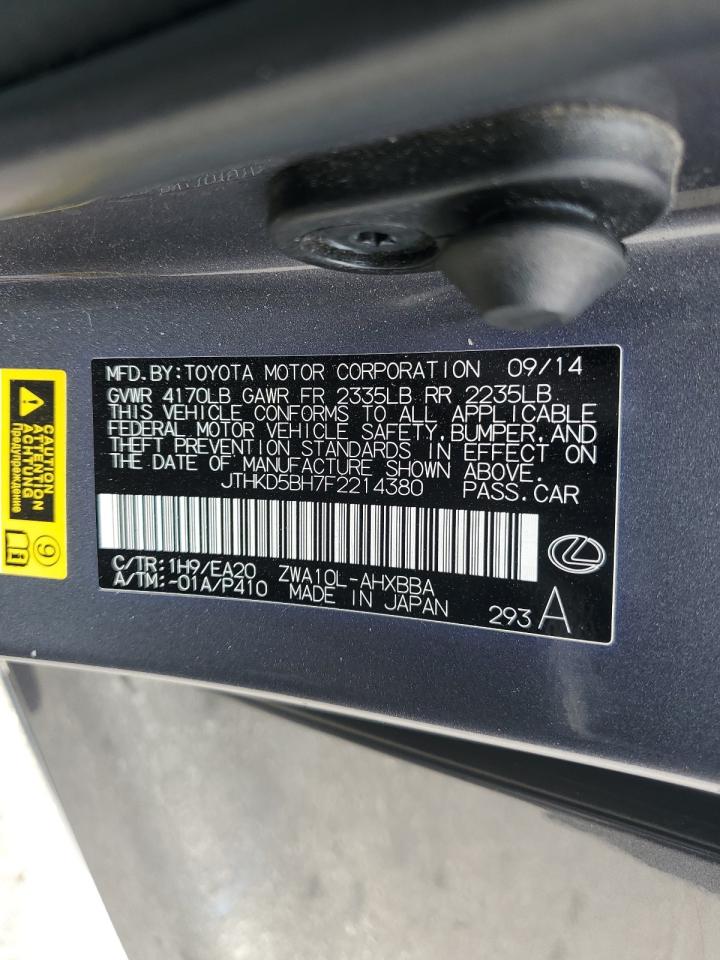 2015 Lexus Ct 200 VIN: JTHKD5BH7F2214380 Lot: 65125745
