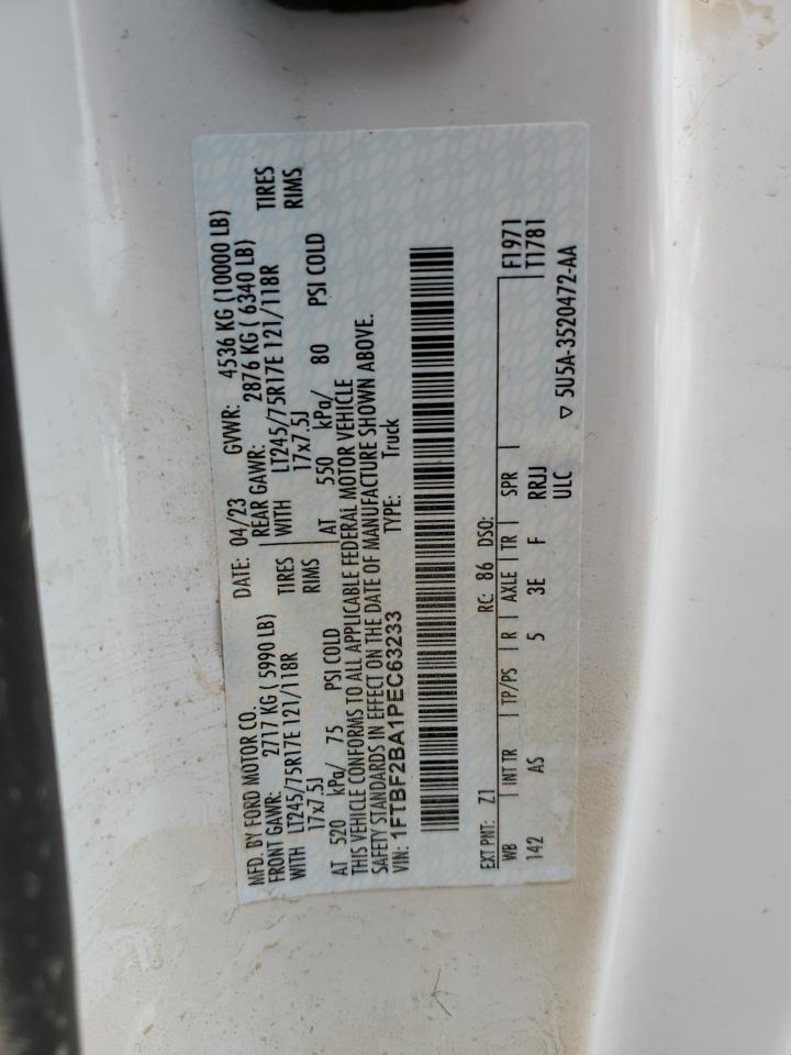 2023 Ford F250 Super Duty VIN: 1FTBF2BA1PEC63233 Lot: 62935365