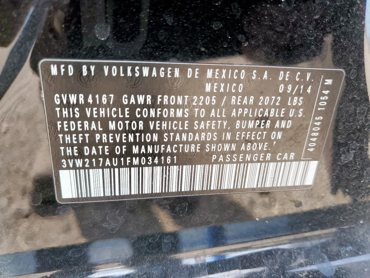 2015 Volkswagen Golf VIN: 3VW217AU1FM034161 Lot: 63994235