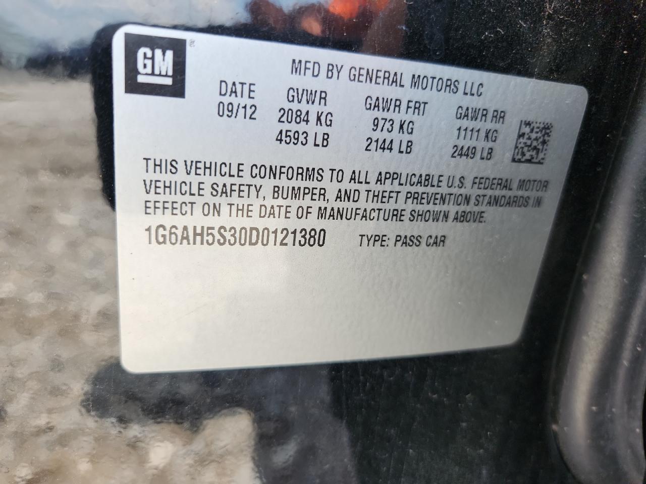 2013 Cadillac Ats Luxury VIN: 1G6AH5S30D0121380 Lot: 65050685