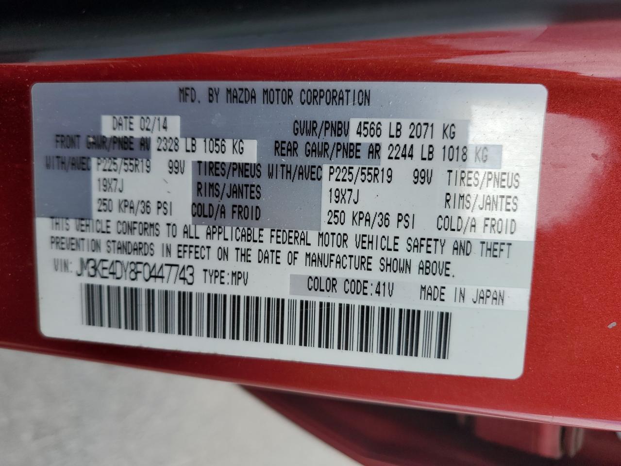 2015 Mazda Cx-5 Gt VIN: JM3KE4DY8F0447743 Lot: 63606755