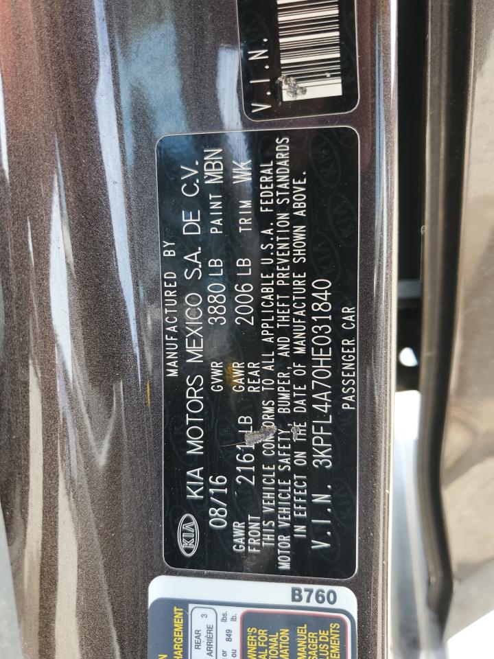 2017 Kia Forte Lx VIN: 3KPFL4A70HE031840 Lot: 66398985