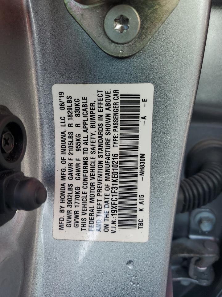 2019 Honda Civic Ex VIN: 19XFC1F31KE010216 Lot: 65279345