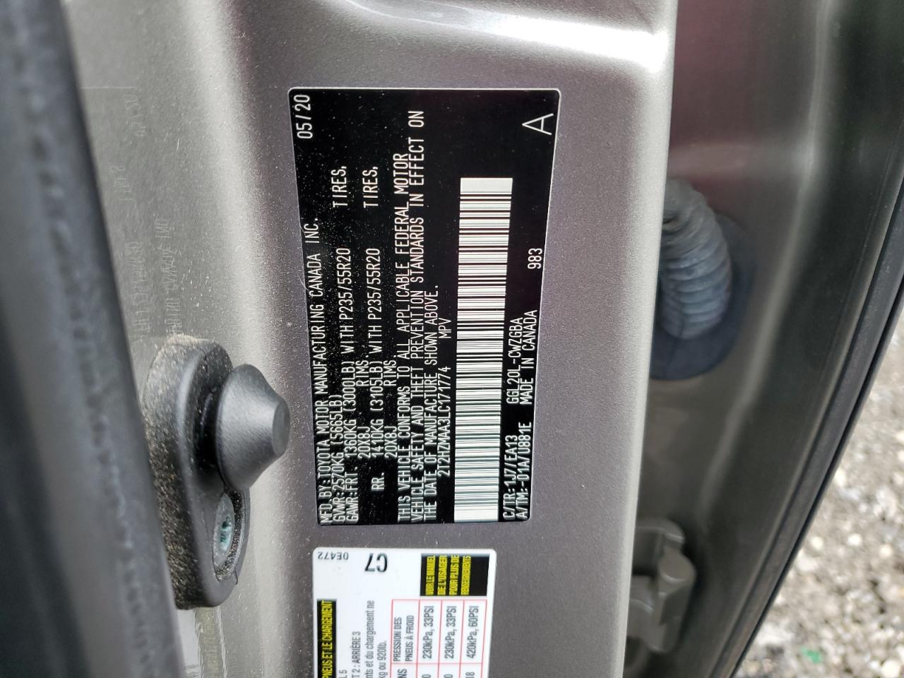 2020 Lexus Rx 350 VIN: 2T2HZMAA3LC171774 Lot: 64648955
