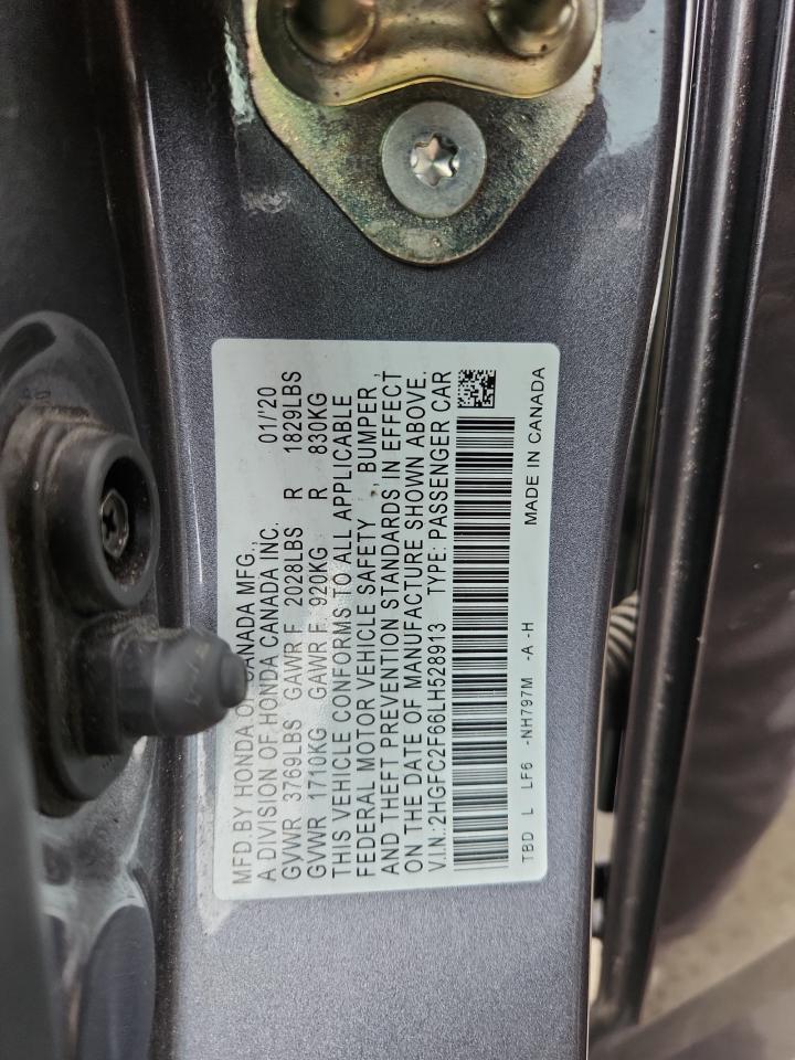 2020 Honda Civic Lx VIN: 2HGFC2F66LH528913 Lot: 61044965