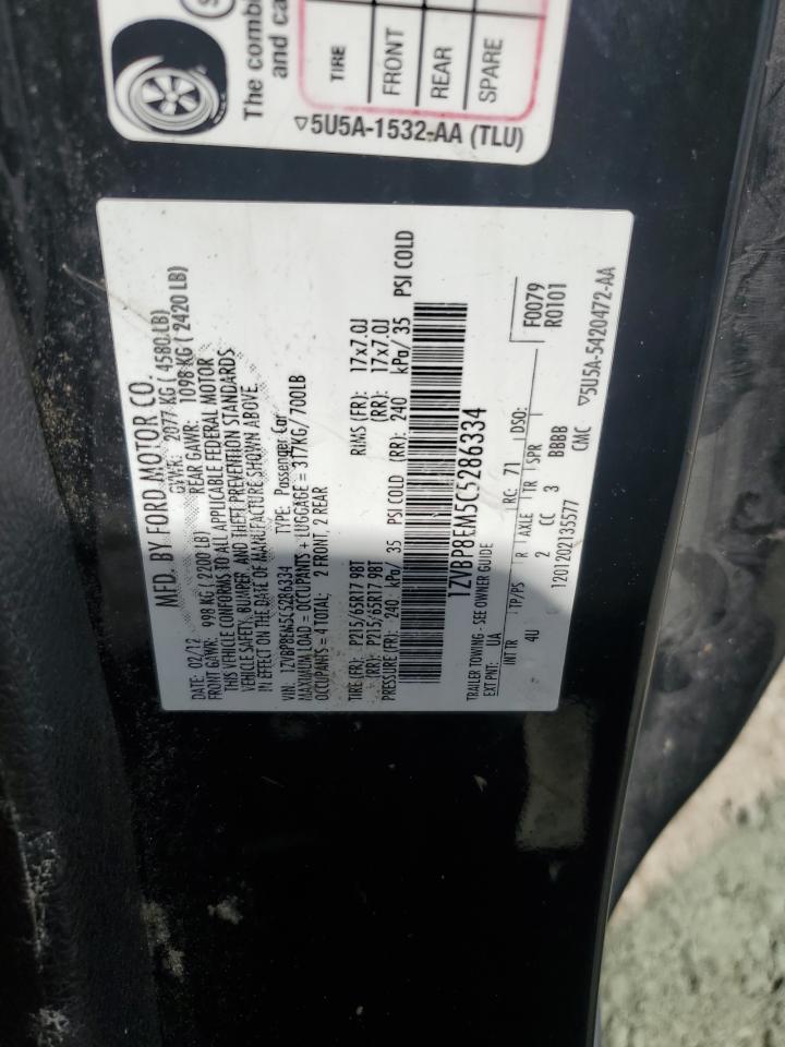 2012 Ford Mustang VIN: 1ZVBP8EM5C5286334 Lot: 64409965