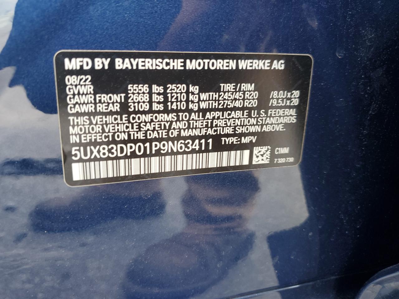 2023 BMW X3 M40I VIN: 5UX83DP01P9N63411 Lot: 67041085