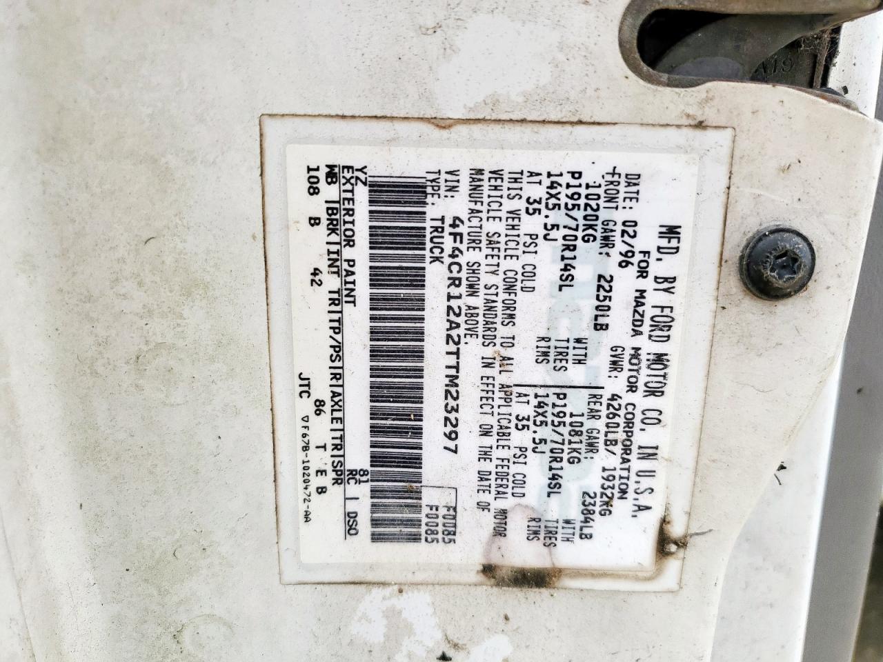 1996 Mazda B2300 VIN: 4F4CR12A2TTM23297 Lot: 66470975