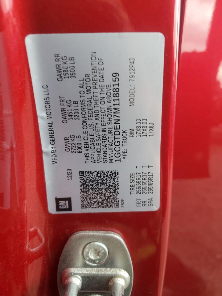 2021 Chevrolet Colorado Z71 VIN: 1GCGTDEN7M1188159 Lot: 64618385