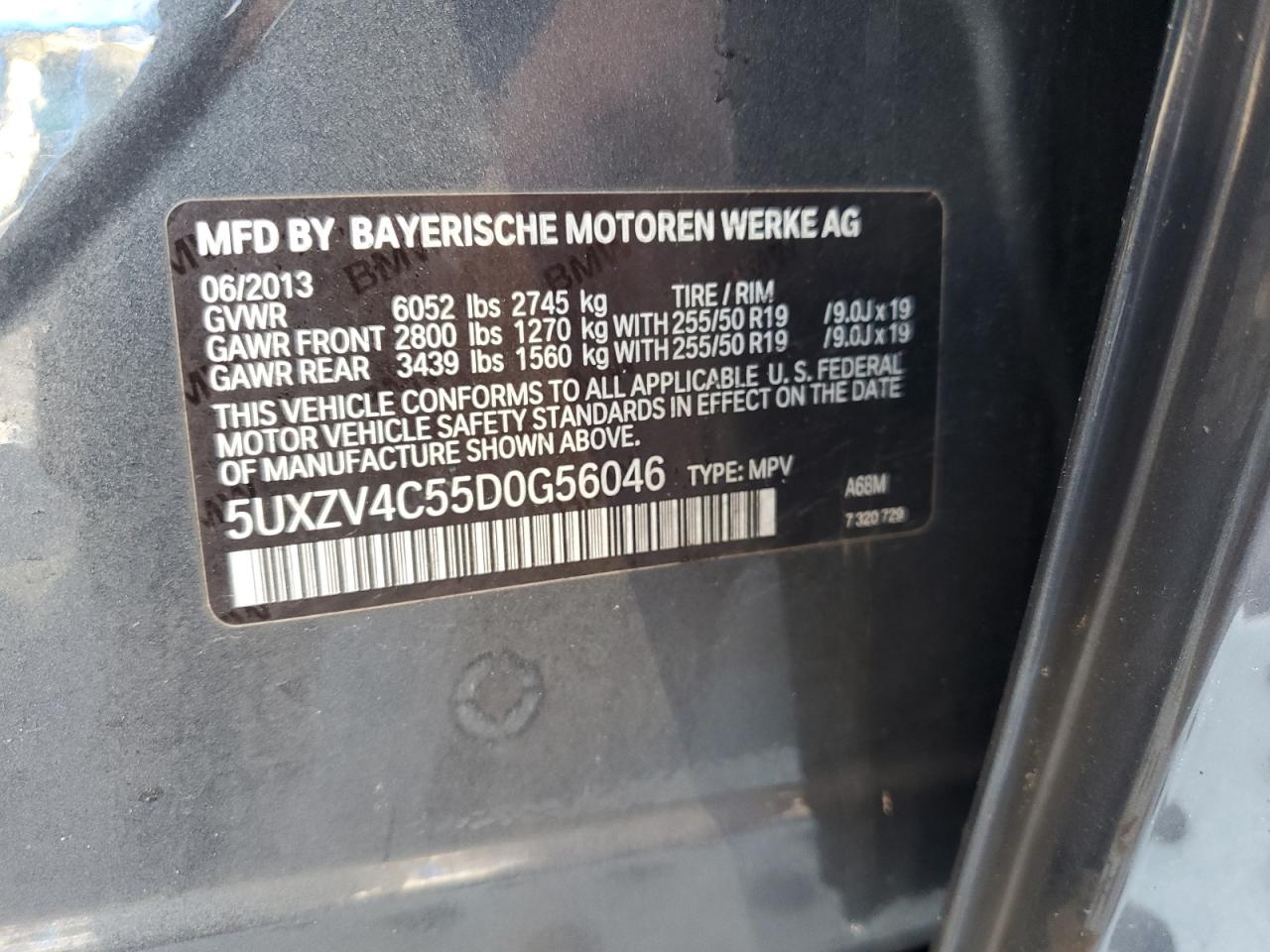 2013 BMW X5 xDrive35I VIN: 5UXZV4C55D0G56046 Lot: 64274015