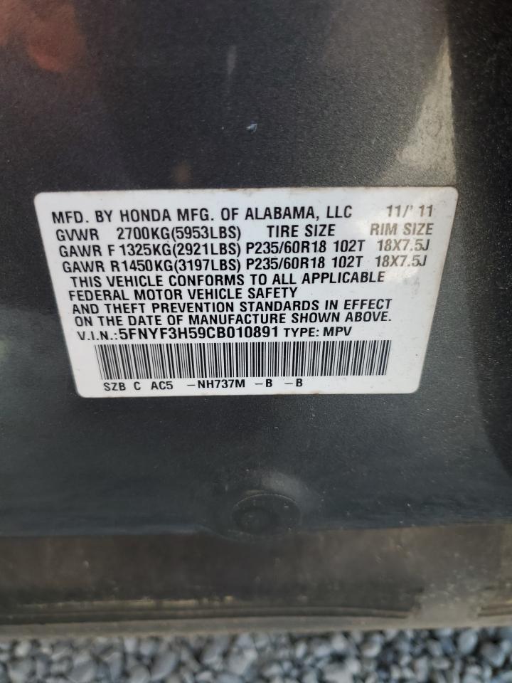 2012 Honda Pilot Exl VIN: 5FNYF3H59CB010891 Lot: 63586325