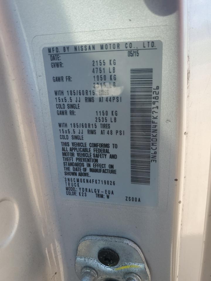 2015 Nissan Nv200 2.5S VIN: 3N6CM0KN4FK719826 Lot: 63298925