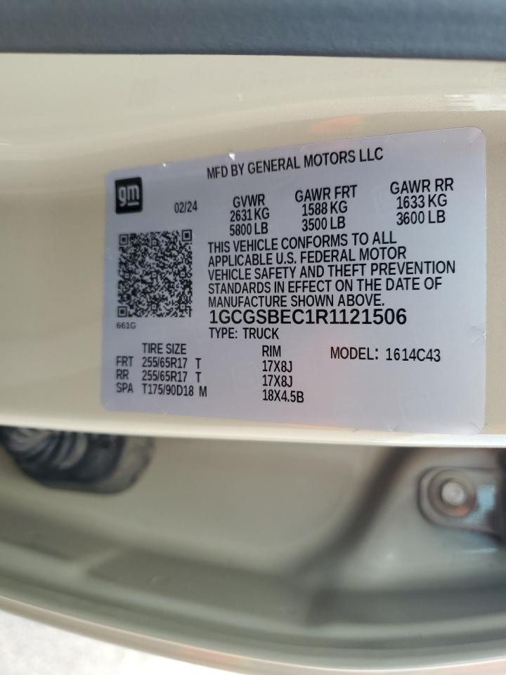 2024 Chevrolet Colorado VIN: 1GCGSBEC1R1121506 Lot: 63332695