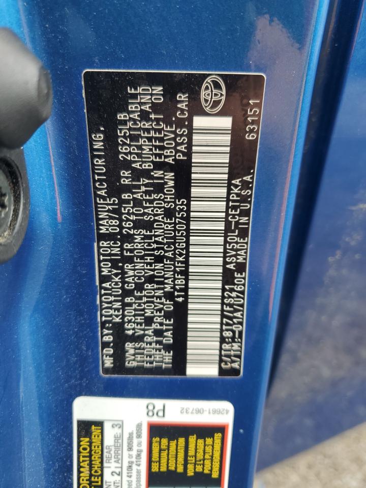 2016 Toyota Camry Le VIN: 4T1BF1FK2GU507535 Lot: 64882155