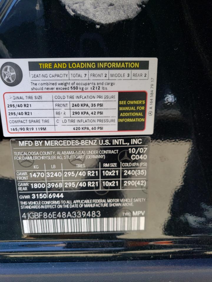 2008 Mercedes-Benz Gl 550 4Matic VIN: 4JGBF86E48A339483 Lot: 63514545