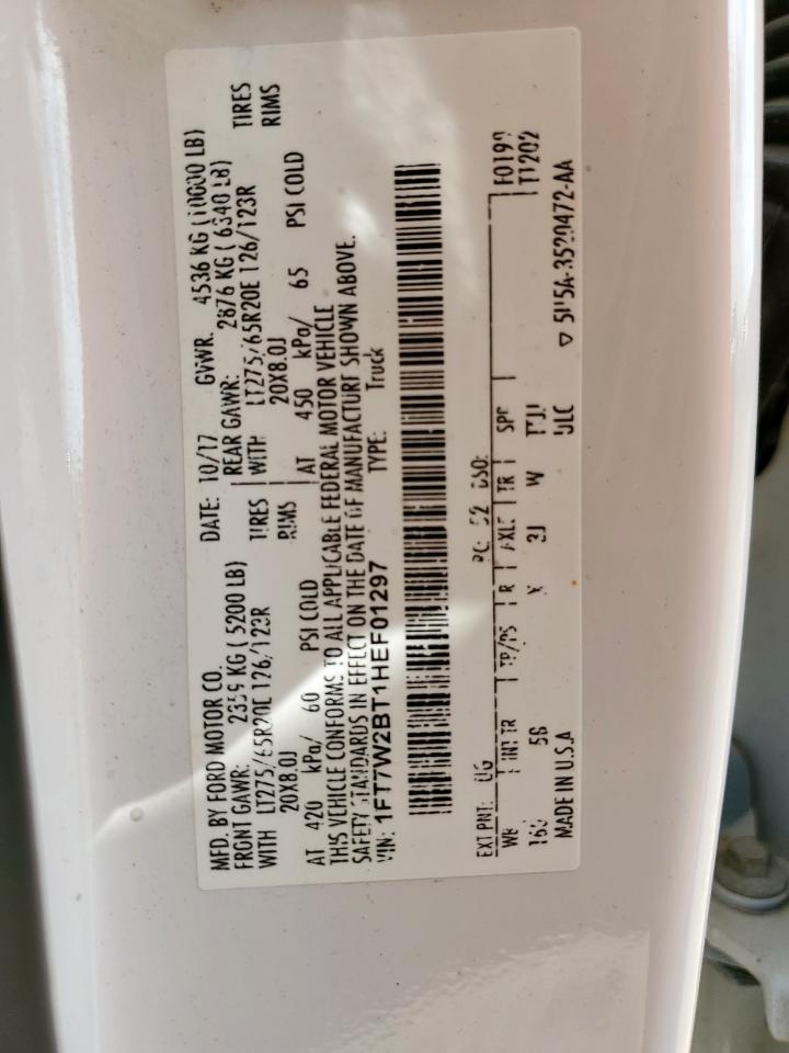 2017 Ford F250 Super Duty VIN: 1FT7W2BT1HEF01297 Lot: 64886765