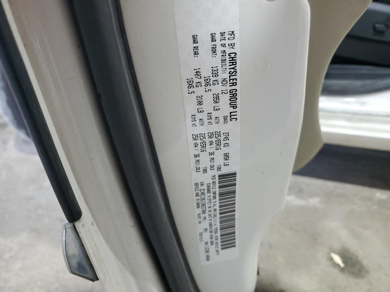2013 Chrysler Town & Country Touring VIN: 2C4RC1BG1DR637800 Lot: 65125585