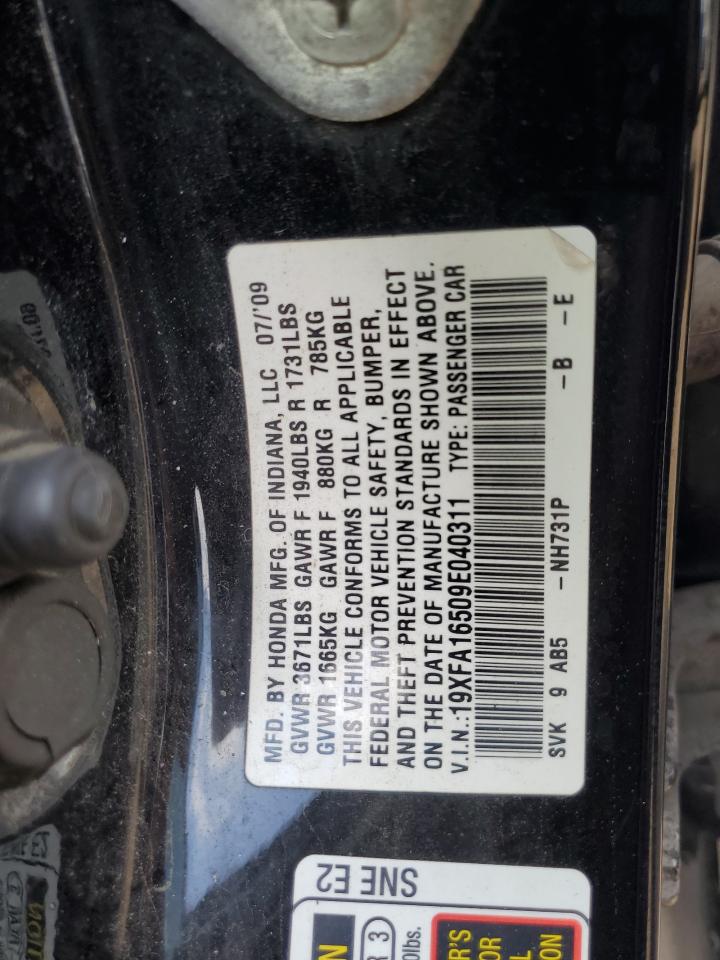 2009 Honda Civic Lx VIN: 19XFA16509E040311 Lot: 63866675