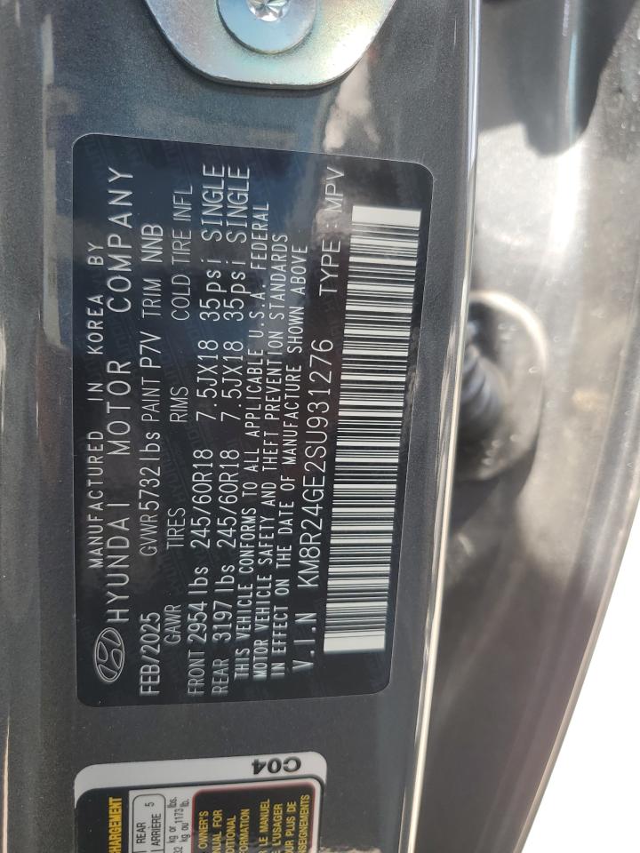 2025 Hyundai Palisade Sel VIN: KM8R24GE2SU931276 Lot: 64662295