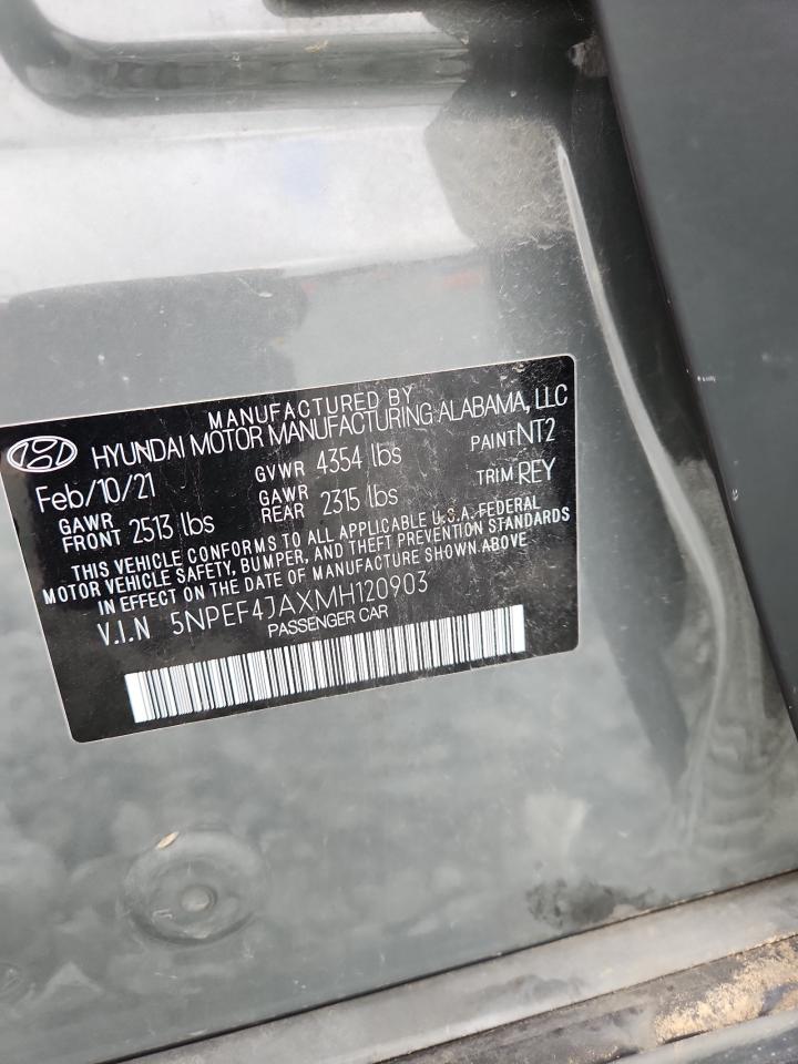 2021 Hyundai Sonata Sel VIN: 5NPEF4JAXMH120903 Lot: 64833955