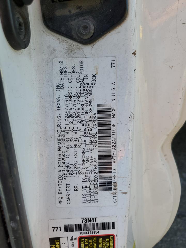 2013 Toyota Tacoma Access Cab VIN: 5TFUX4EN6DX016922 Lot: 62731105