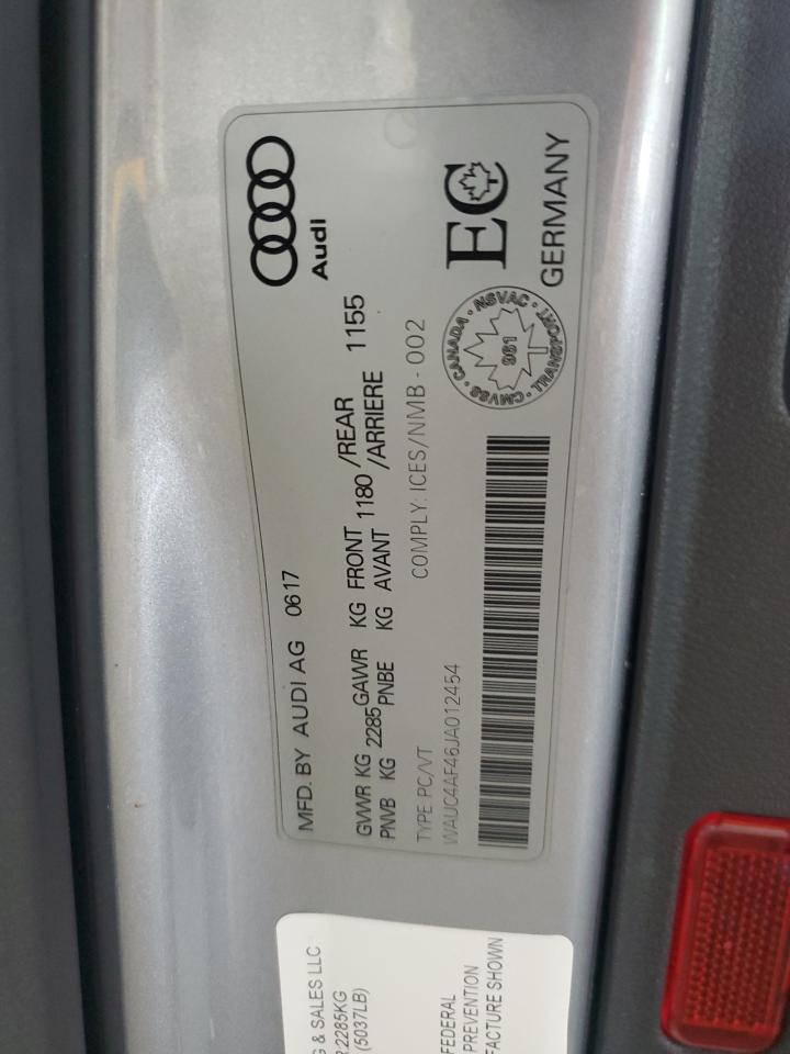 2018 Audi S4 Prestige VIN: WAUC4AF46JA012454 Lot: 65339975