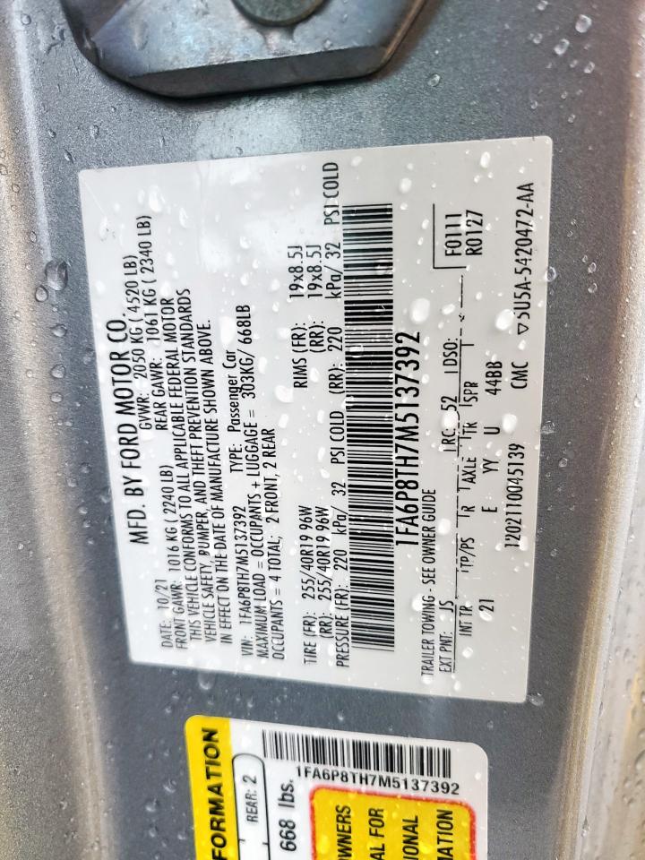 2021 Ford Mustang VIN: 1FA6P8TH7M5137392 Lot: 64767285