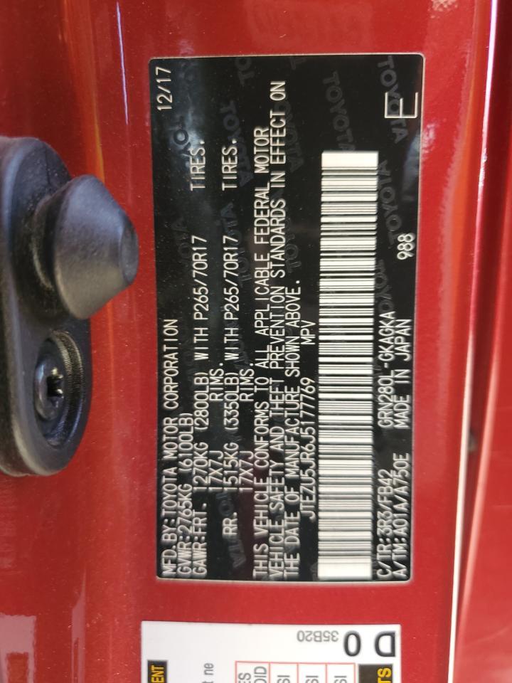 2018 Toyota 4Runner Sr5 VIN: JTEZU5JR6J5177769 Lot: 65604375