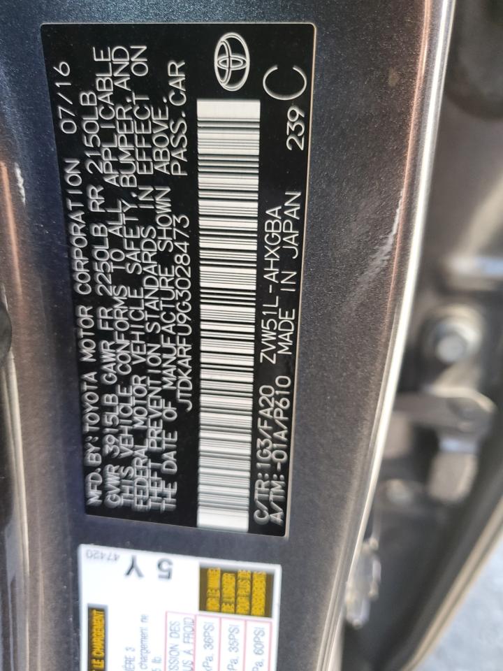2016 Toyota Prius VIN: JTDKARFU9G3028473 Lot: 64101755